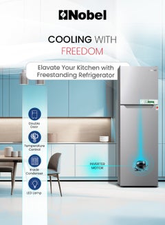 Nobel 350L Gross / 243L Net Capacity Double Door Refrigerator, No Frost, Electronic Control System, R600a Refrigerant, LED Inside Light, Removable Gasket, Inside Condenser NR350NF Dark Silver  - Image 5
