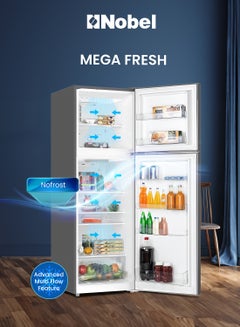 Nobel 350L Gross / 243L Net Capacity Double Door Refrigerator, No Frost, Electronic Control System, R600a Refrigerant, LED Inside Light, Removable Gasket, Inside Condenser NR350NF Dark Silver  - Image 3