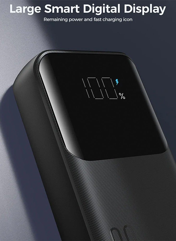 JOYROOM - 10000 mAh Joyroom powerbank 30W with built-in Lightning and USB-C  black cables White JR-PBC06 - Image 1