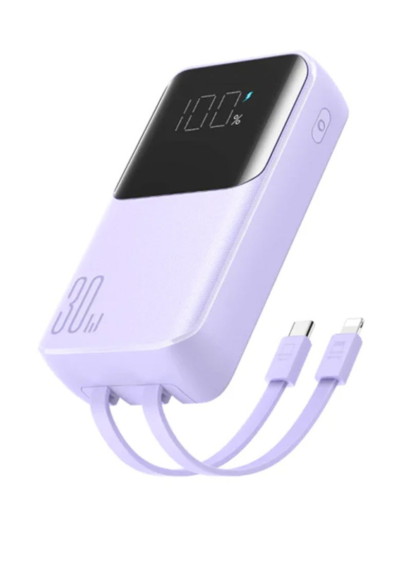 JOYROOM - 10000 mAh Joyroom powerbank 30W with built-in Lightning and USB-C  black cables White JR-PBC06 - Image 1