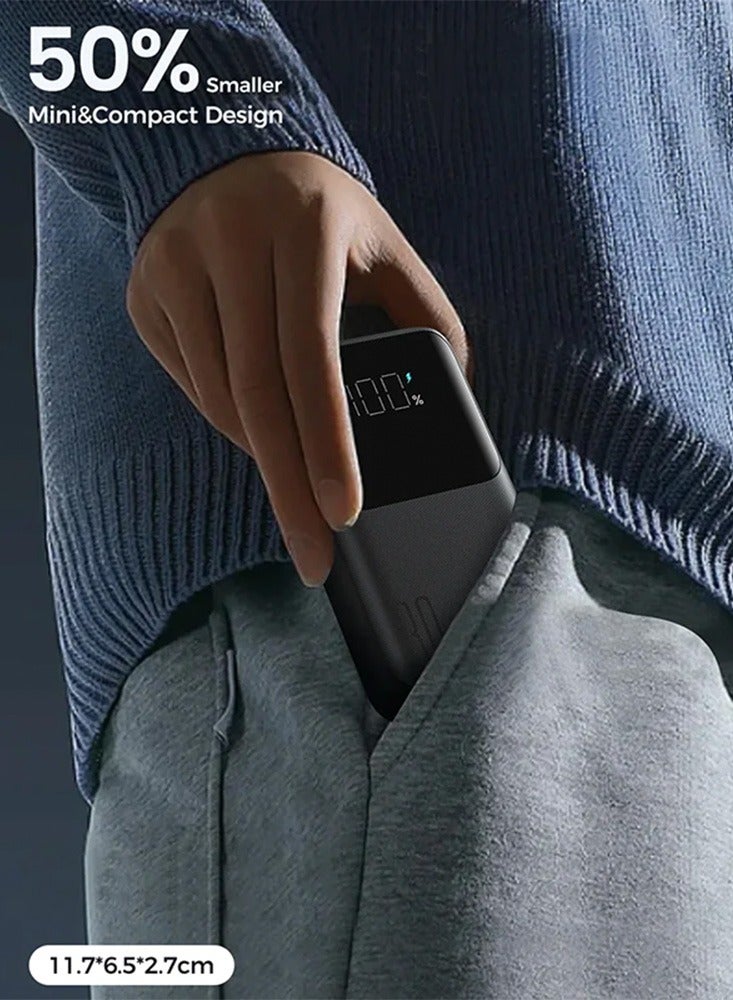 JOYROOM - 10000 mAh Joyroom powerbank 30W with built-in Lightning and USB-C  black cables White JR-PBC06 - Image 1