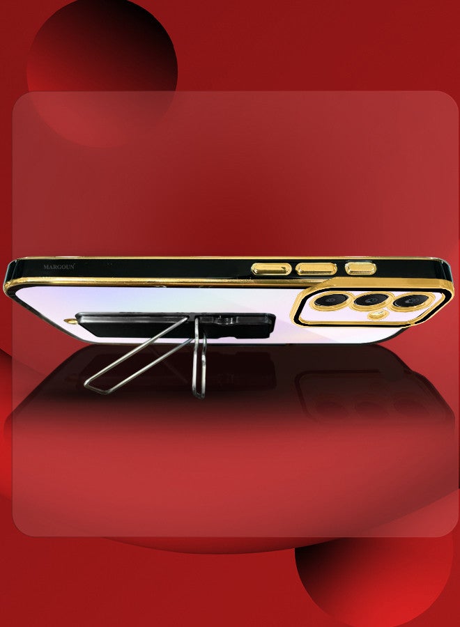 مارجون جراب Samsung Galaxy A35 بحافة مطلية بالكهرباء مع حامل واقٍ ناعم مقاوم للصدمات مع حماية كاملة للكاميرا - Image 5