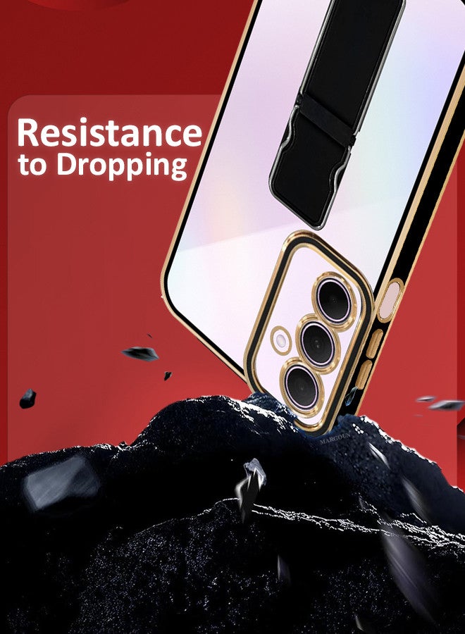 مارجون جراب Samsung Galaxy A35 بحافة مطلية بالكهرباء مع حامل واقٍ ناعم مقاوم للصدمات مع حماية كاملة للكاميرا - Image 3