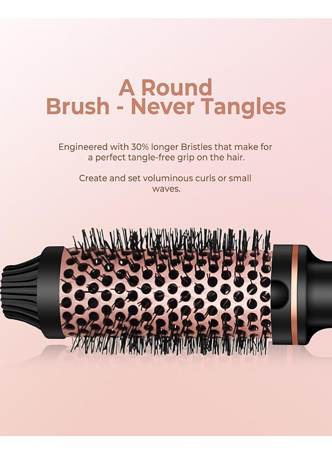 Rock Pow - Thermal Brush 1.5 Inch Curling Iron Brush Volumizing Brush Heated Round Brush Ceramic Tourmaline Ionic Curling Comb Dual Voltage Travel Curling Iron with Brush LCD Display 10 Temperature Settings Multicolour - Image 1