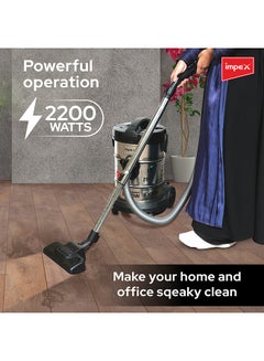 Impex Turkish Vacuum Cleaner, 21Ltr Dust Capacity, Metal Body, Low Noise, Telescopic Tube, Dust Full Indicator, Convenient Handle, Ideal For Home And Office Cleaning 21 L 2200 W VC 4708 Silver&Black  - Image 3