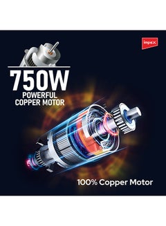 Impex 3-In-1 Mixer Grinder Copper Motor With Unbreakable ABS Body And Stainless Steel Jars 1.5 L 750 W BL 318A White/Purple  - Image 5