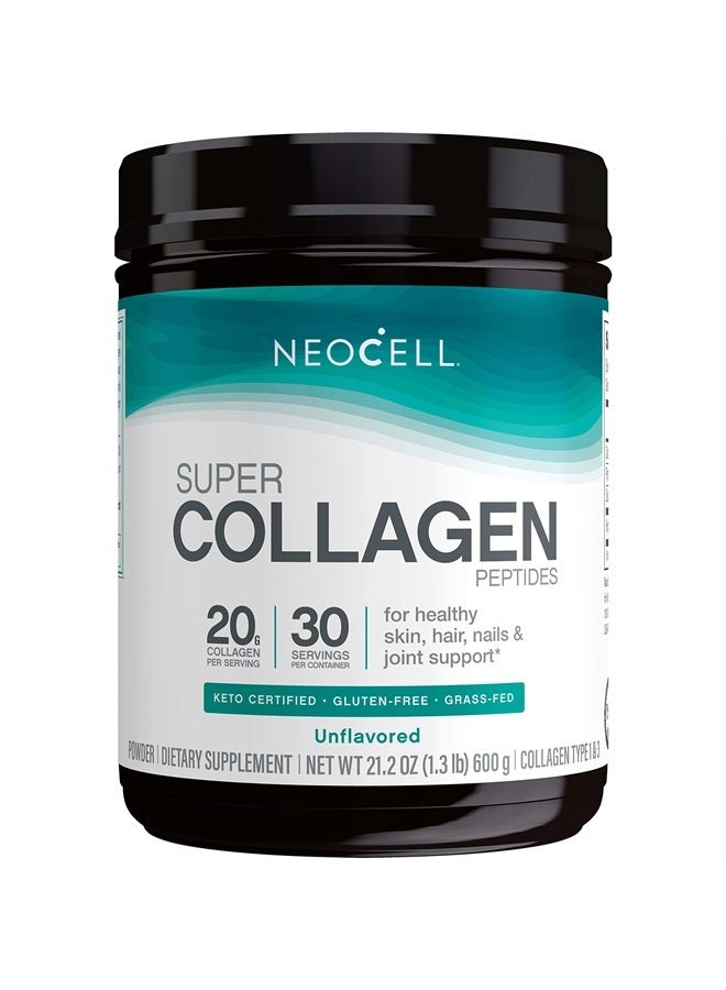 نيوسيل Super Collagen Peptides, 20g Per Serving, Gluten Free, Keto Friendly Unflavored Powder, 21.2 Oz., 1 Canister  - Image 1