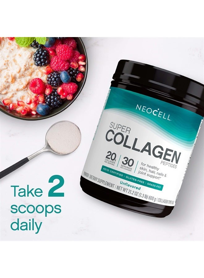 نيوسيل Super Collagen Peptides, 20g Per Serving, Gluten Free, Keto Friendly Unflavored Powder, 21.2 Oz., 1 Canister  - Image 3