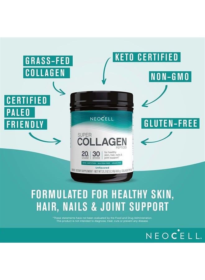 نيوسيل Super Collagen Peptides, 20g Per Serving, Gluten Free, Keto Friendly Unflavored Powder, 21.2 Oz., 1 Canister  - Image 2
