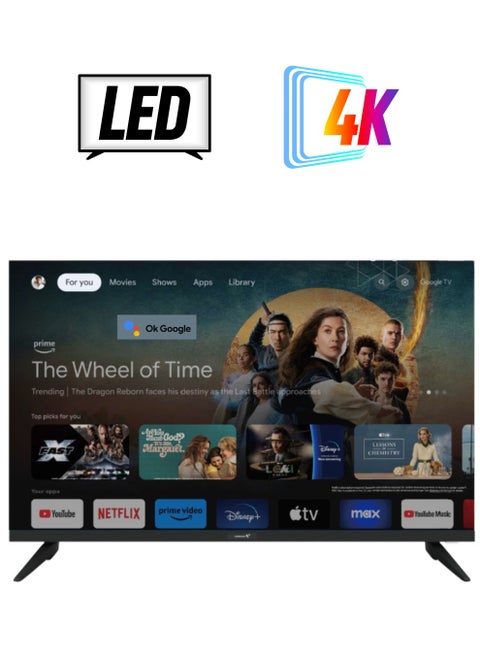 75" Edgeless 4K UHD Official Google TV With Hey Google Voice Remote, Bluetooth, Dolby Audio And Free Wall Bracket- 2024 New Model E75ELGT1100 Black