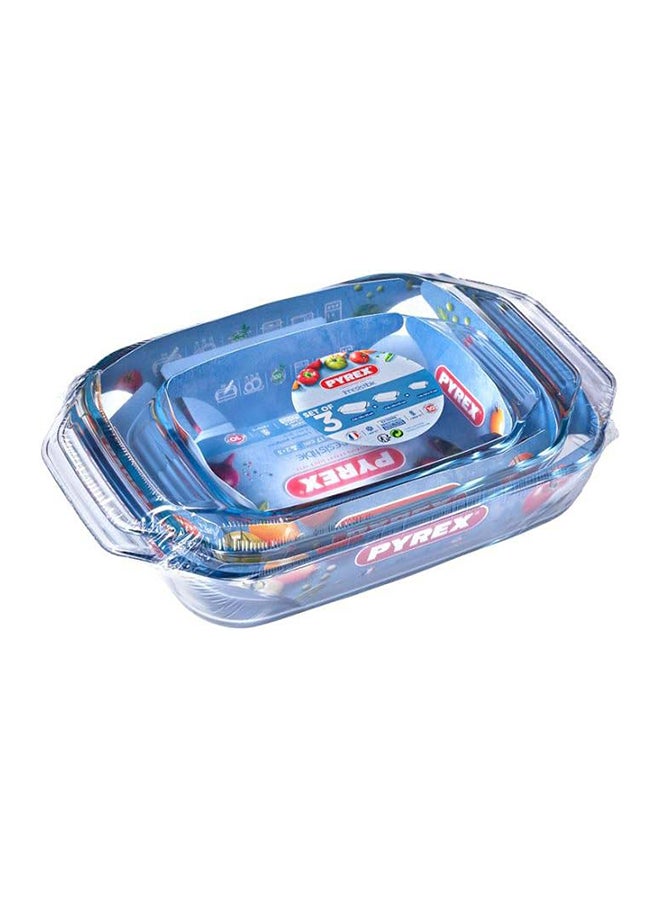 Pyrex-Irresistible-Roaster-Set of 3-Rectangle--3.8+2.9+1.4L-912S735-N CLEAR 3.8Liters - Image 1