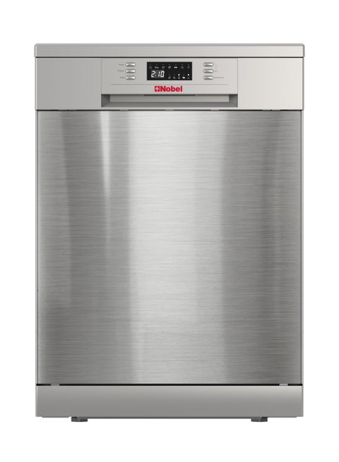 12 Place Settings Dishwasher, Mechanical Control, 6 Programs, Red LED Display, 11L Water Consumption, Child Lock, Power Off Memory, Adjustable Basket, 49dB Noise Level 1850 W NDW6612 Silver
