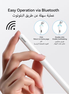 JOYROOM Active Digital Stylus Pen Pencil 2nd Generation iPad Pen,Featuring Zero Latency,Palm Rejection,Precise Touch Functionality,Anti-Jump Technology,and Tilt Sensitivity,For Apple iPad 2018 And Newer Versions White  - Image 4