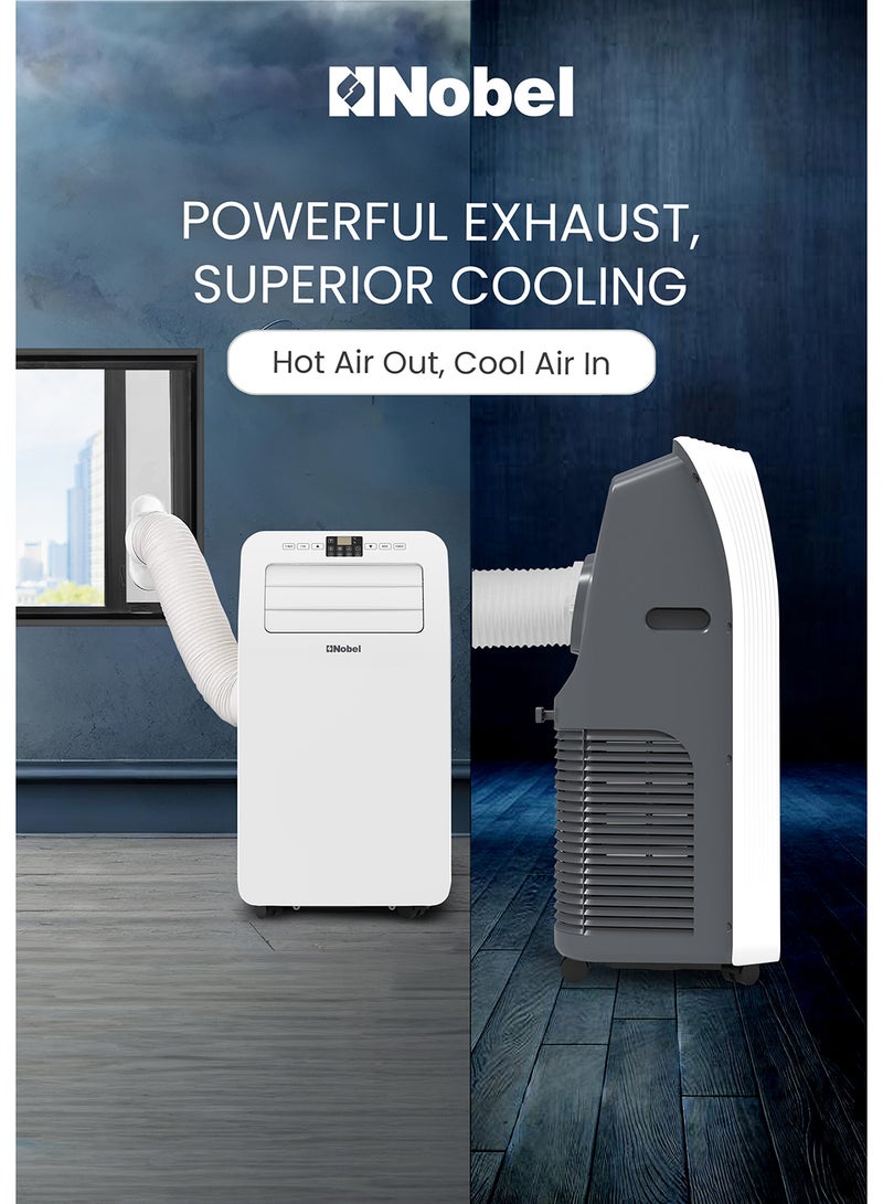Nobel - Portable Air Conditioner, Cooling Only, 12000 BTU, Elegant Design, Auto Swing, Low Noise, 24-Hour Timer, Remote Control, Rotary Compressor, R410A Refrigerant, Efficient Cooling with Style 3500 W NPAC12C White - Image 1
