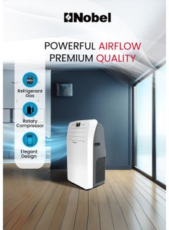 Nobel Portable Air Conditioner, Cooling Only, 12000 BTU, Elegant Design, Auto Swing, Low Noise, 24-Hour Timer, Remote Control, Rotary Compressor, R410A Refrigerant, Efficient Cooling with Style 3500 W NPAC12C White  - Image 2