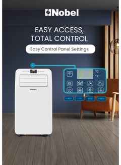 Nobel Portable Air Conditioner, Cooling Only, 12000 BTU, Elegant Design, Auto Swing, Low Noise, 24-Hour Timer, Remote Control, Rotary Compressor, R410A Refrigerant, Efficient Cooling with Style 3500 W NPAC12C White  - Image 4