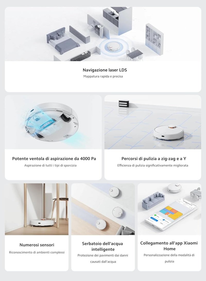Xiaomi - Laser Navigation System Robot Vacuum Cleaner High LDS Sensor With 360 Degree Blower Detection Range With Strong Pascal Suction Fan With Large Capacity 3200mAh White Battery 40000 mW S10 White - Image 1