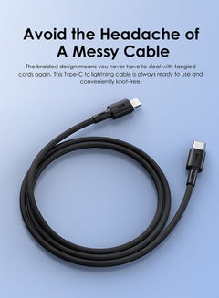 Oraimo iPhone Cable 1M USB C to Lightning Fast Charging Cable for iPhone 14/14 Plus/ 14 Pro/14 Pro Max/iPhone 13/12/11/XS/Pro Max /Pro/Mini/SE/ iPad 9 Black  - Image 5