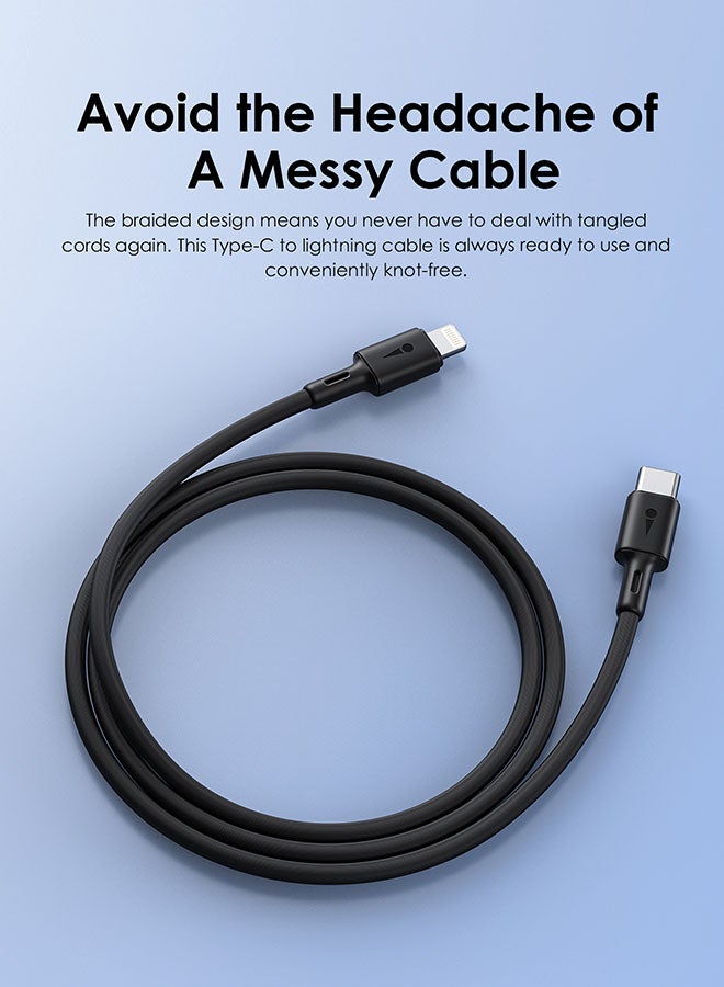 أورايمو iPhone Cable 1M USB C to Lightning Fast Charging Cable for iPhone 14/14 Plus/ 14 Pro/14 Pro Max/iPhone 13/12/11/XS/Pro Max /Pro/Mini/SE/ iPad 9 Black  - Image 5