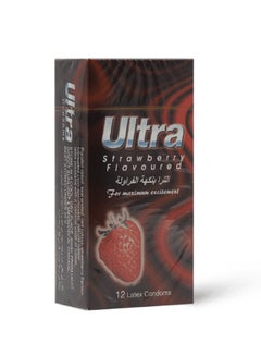 Ultra Strawberry Condoms - 12 Pcs  - Image 1