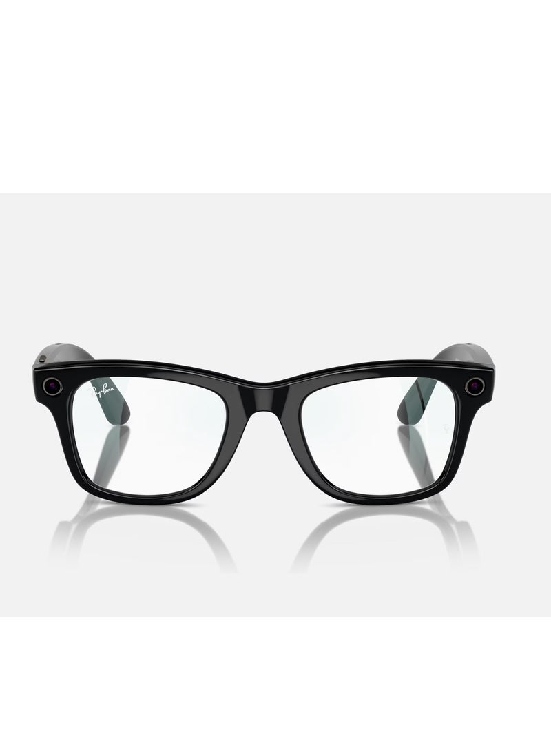 ميتا - إطارات Ray Ban Wayfarer RW4006 لامعة مع عدسات كلاسيكية واضحة وكاميرا اجتماعية بدقة 12 ميجابكسل ونظام صوت مفتوح للأذن وخمسة ميكروفونات وتحكم صوتي بتقنية الذكاء الاصطناعي - Image 1
