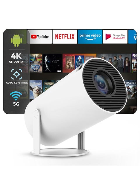 جهاز عرض محمول ذكي HY300 Android 5G Wifi 1280 720P Full HD Office Home Theatre Video Mini Projector المواصفات البصرية PROJ-WO-87-AN أبيض