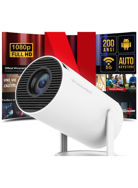 جهاز عرض محمول ذكي HY300 Android 5G Wifi 1280 720P Full HD Office Home Theatre Video Mini Projector المواصفات البصرية PROJ-WO-87-AN أبيض