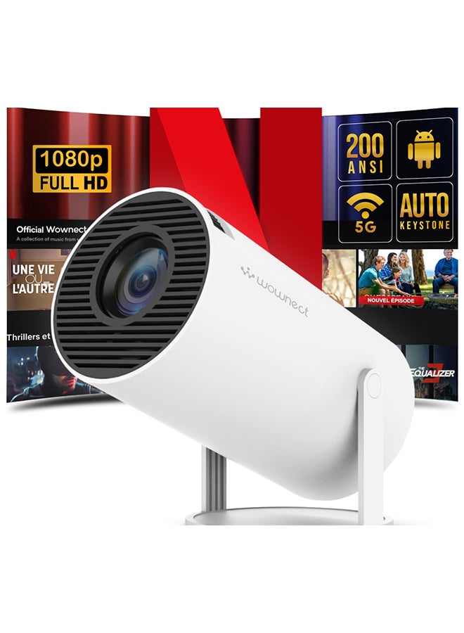 وونكت - جهاز عرض محمول ذكي HY300 Android 5G Wifi 1280 720P Full HD Office Home Theatre Video Mini Projector المواصفات البصرية PROJ-WO-87-AN أبيض - Image 1