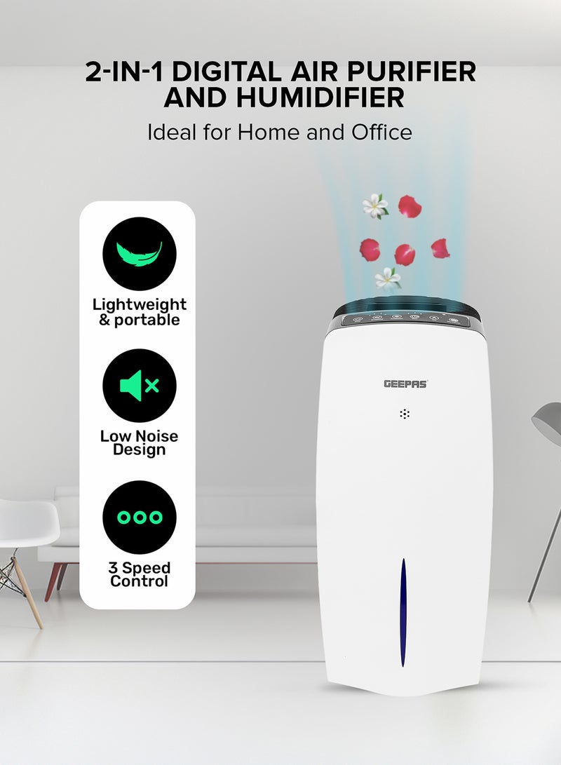GEEPAS - Digital Air Purifier and Humidifier, Advanced Filtration/ Multiple Functions, Ideal for Home and Office GAP63073UK WHITE - Image 1