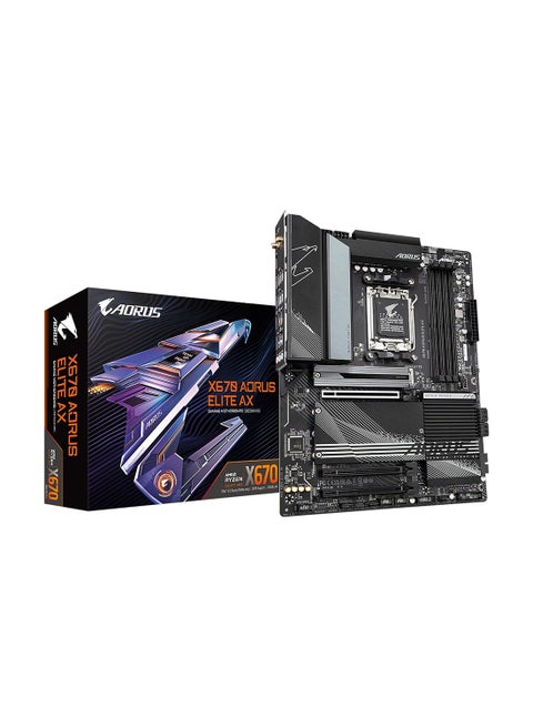 X670 AORUS Elite AX (AM5/ LGA 1718/ AMD/ X670/ ATX/ 5 Year Warranty/ DDR5/ Quad M.2/ PCIe 5.0/ USB 3.2 Gen2X2 Type-C/AMD WiFi 6E/ 2.5GbE LAN/Q-Flash Plus/M.2 EZ-Latch/Gaming Motherboard) Black