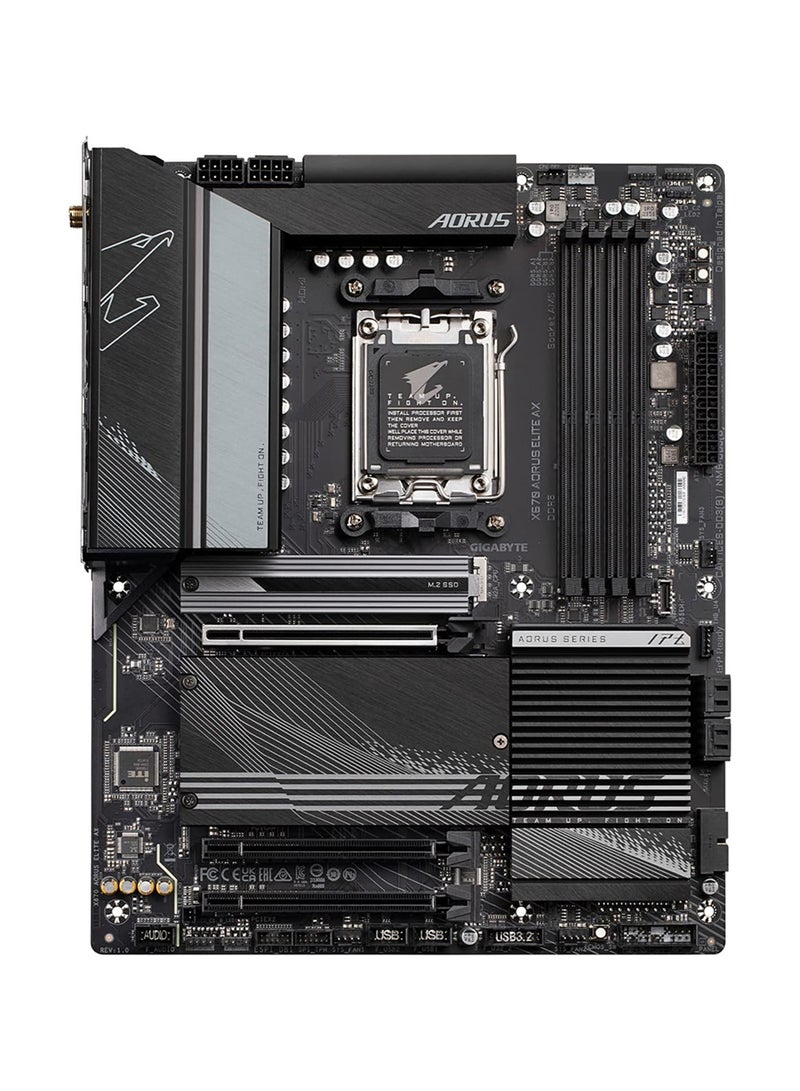 X670 AORUS Elite AX (AM5/ LGA 1718/ AMD/ X670/ ATX/ 5 Year Warranty/ DDR5/ Quad M.2/ PCIe 5.0/ USB 3.2 Gen2X2 Type-C/AMD WiFi 6E/ 2.5GbE LAN/Q-Flash Plus/M.2 EZ-Latch/Gaming Motherboard) Black