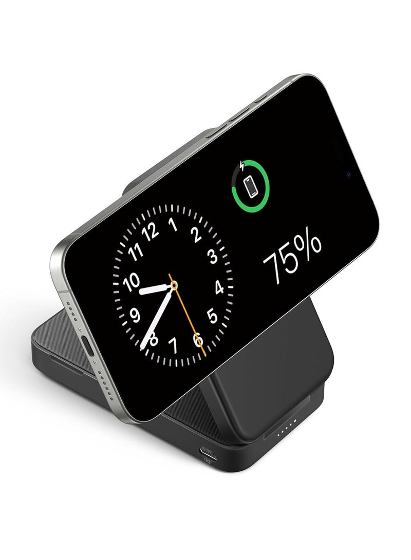 Anker - Maggo Power Bank, Qi2 Certified 15W Ultra-fast Magsafe-Compatible Portable Charger, 6,600mAh Battery Pack With Adjustable And Foldable Stand, For iPhone 16/15/14/13 Series, USB-C Cable Include Black - Image 1
