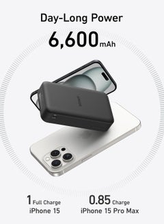 Anker Maggo Power Bank, Qi2 Certified 15W Ultra-fast Magsafe-Compatible Portable Charger, 6,600mAh Battery Pack With Adjustable And Foldable Stand, For iPhone 16/15/14/13 Series, USB-C Cable Include Black  - Image 4