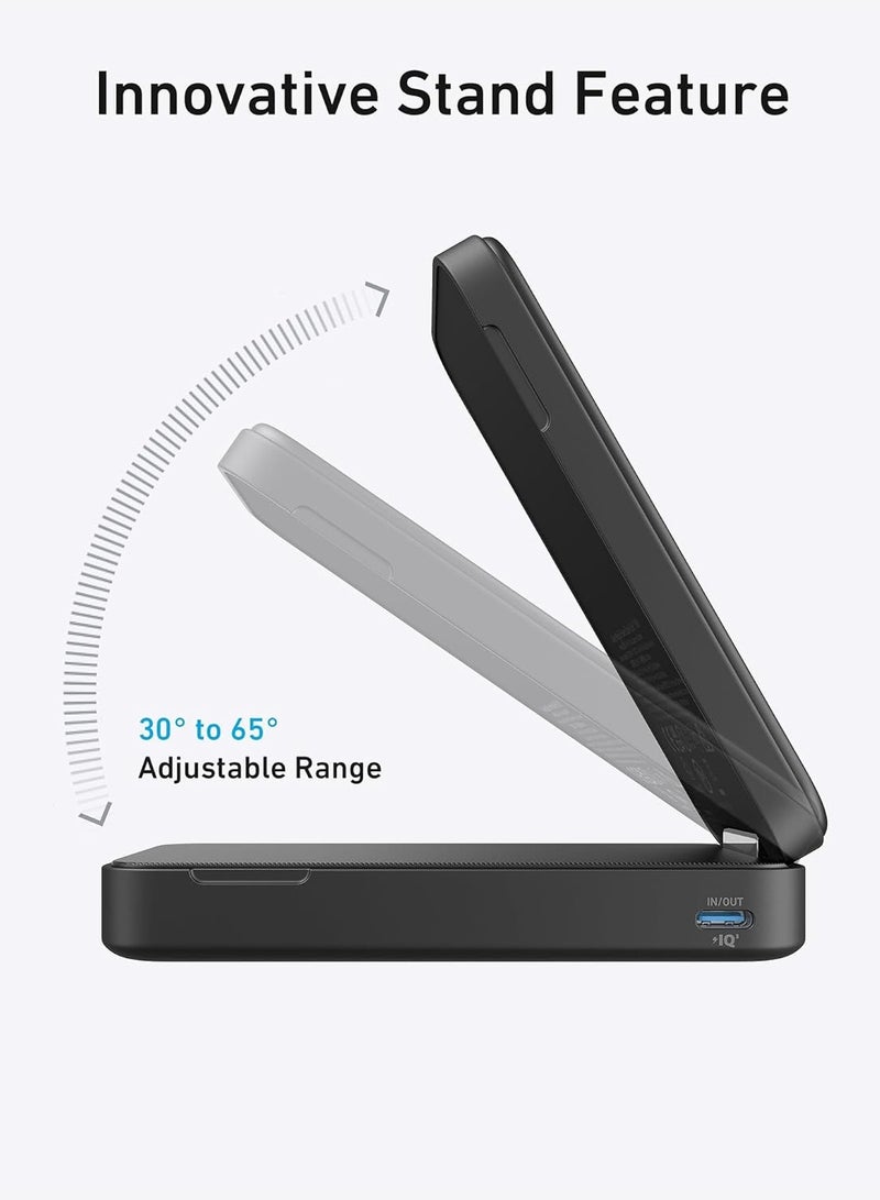 Anker - Maggo Power Bank, Qi2 Certified 15W Ultra-fast Magsafe-Compatible Portable Charger, 6,600mAh Battery Pack With Adjustable And Foldable Stand, For iPhone 16/15/14/13 Series, USB-C Cable Include Black - Image 1