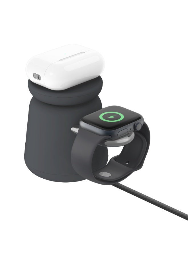 belkin - Boostcharge Pro 2-In-1 Wireless Charging Dock W/ Magsafe 15W - Fast Charge iPhone Stand, Works W/ Iphone 15/14/13/12, Apple Watch 9/8/7/6/5/4, Airpods, And Other Magsafe Enabled Devices Black - Image 1