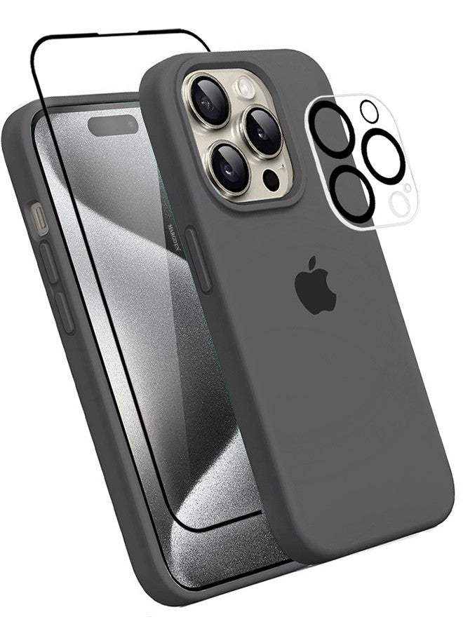 MARGOUN 3 Packs iPhone 15 Pro Max Case Screen Protector And Camera Lens Protector Upgrade Defender Silicone Cover ShockProof Anti-Scratch Protective Phone Case Dark Grey  - Image 2