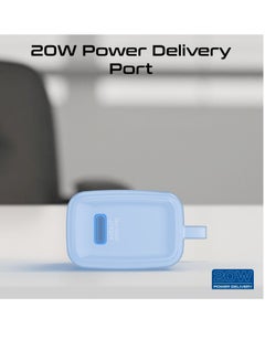 PROMATE 5000 mAh Compact Power Bank Universal With Portable Charger And Built-In Lightning Cable Foldable USB-C Connector LED Display Blue  - Image 5