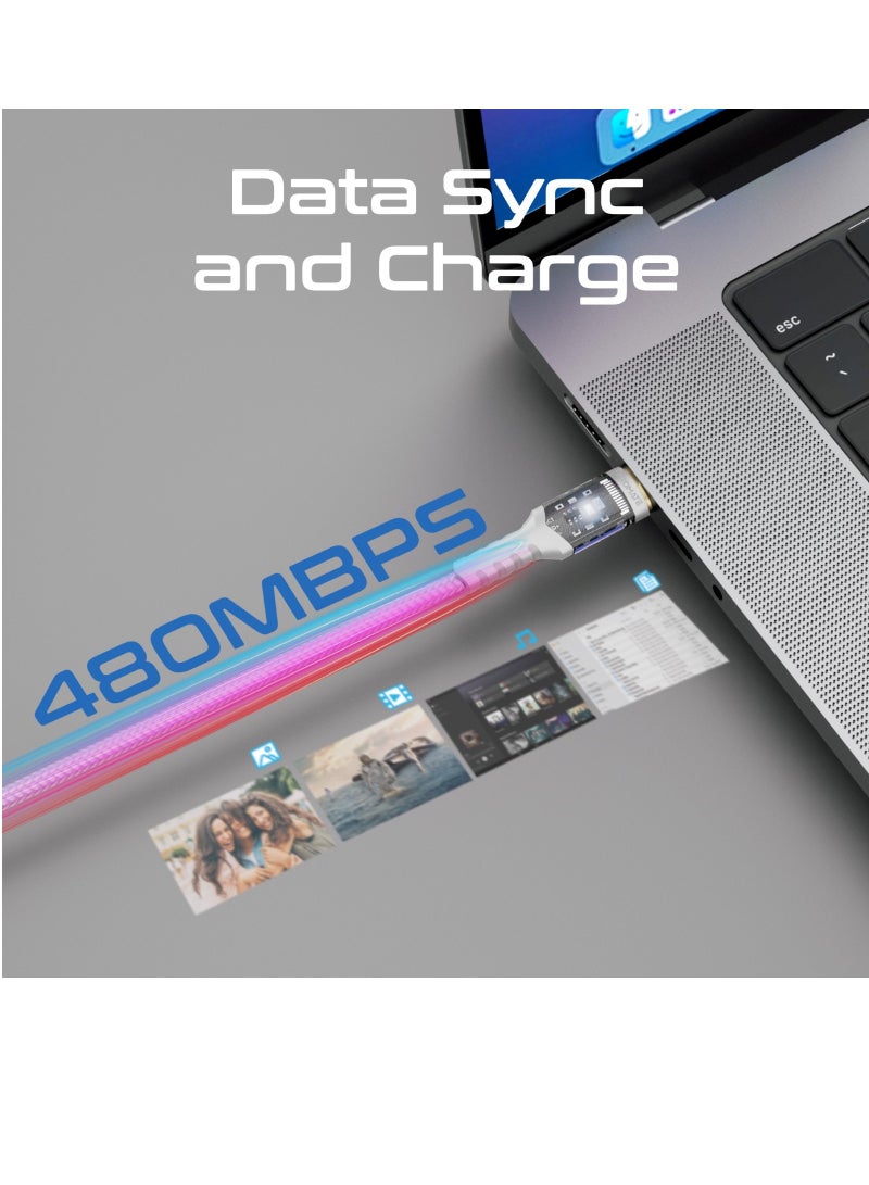 بروميت كابل USB-C إلى USB-C شحن سريع 100 واط لتوصيل الطاقة مع أطراف شفافة باللون الأبيض - Image 5