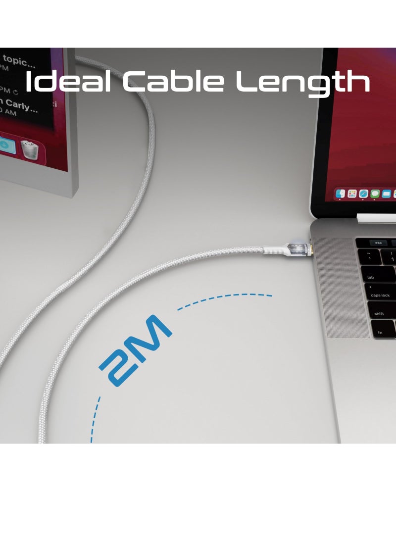 بروميت كابل USB-C إلى USB-C شحن سريع 100 واط لتوصيل الطاقة مع أطراف شفافة باللون الأبيض - Image 4