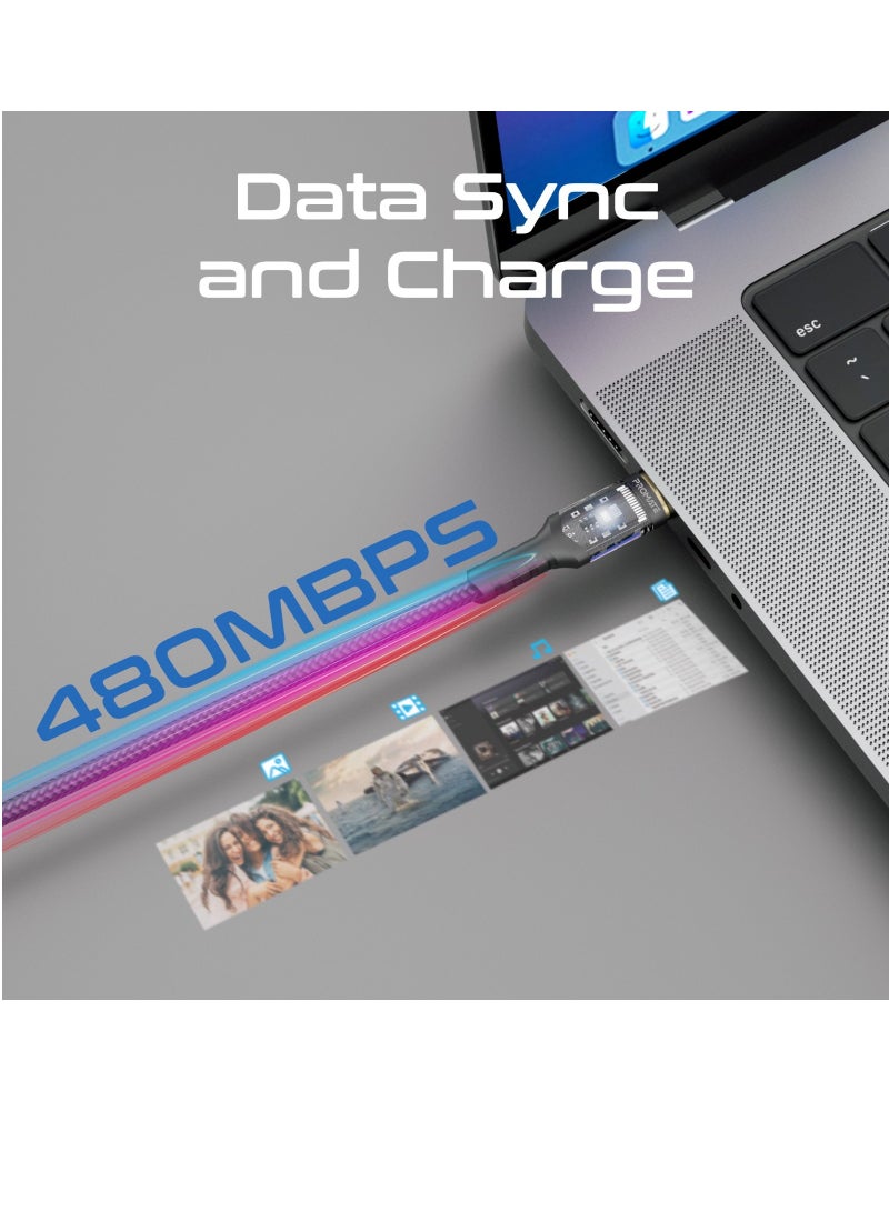 بروميت كابل USB-C إلى USB-C شحن سريع 100 واط لتوصيل الطاقة مع أطراف شفافة باللون الأسود - Image 3