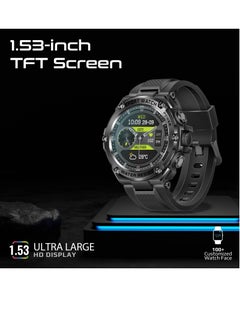 PROMATE Fitness Tracker, Round-Screen Bluetooth 5.1 Smartwatch with 1.53” TFT Display, Speaker, E-Card Sharing, 80-Day Battery and IP67 Sweat Resistance, XWatch-R19 Black  - Image 3