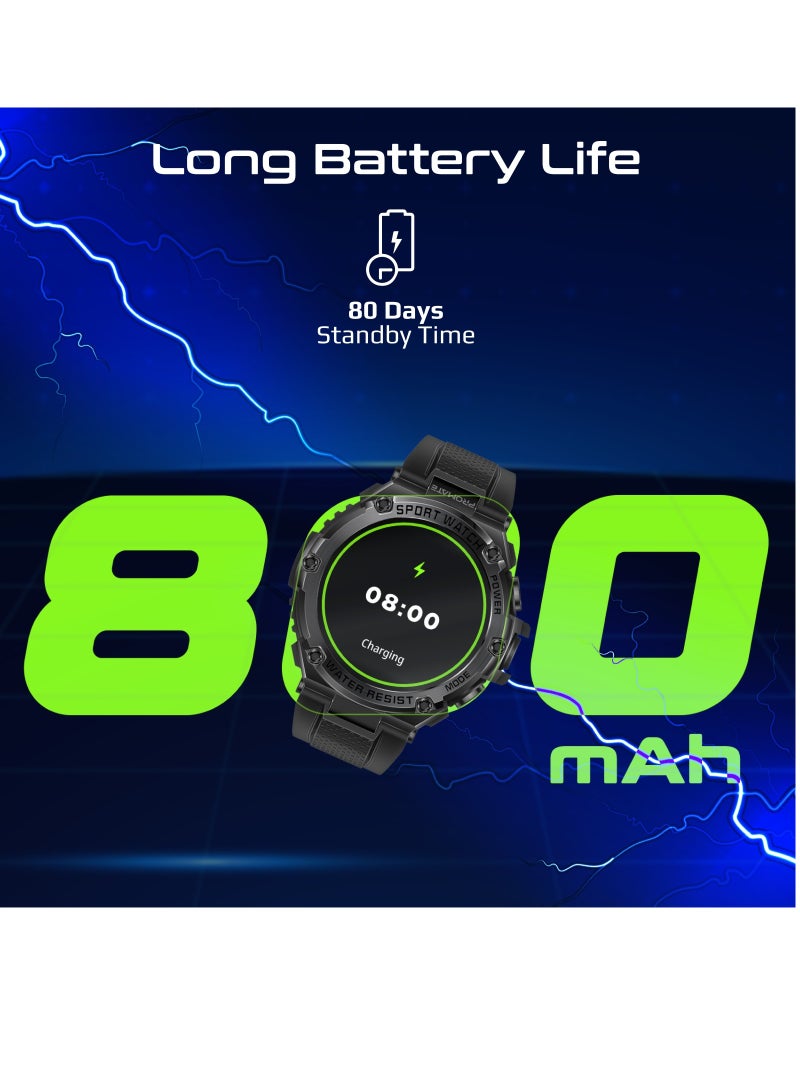 PROMATE - Fitness Tracker, Round-Screen Bluetooth 5.1 Smartwatch with 1.53” TFT Display, Speaker, E-Card Sharing, 80-Day Battery and IP67 Sweat Resistance, XWatch-R19 Black - Image 1