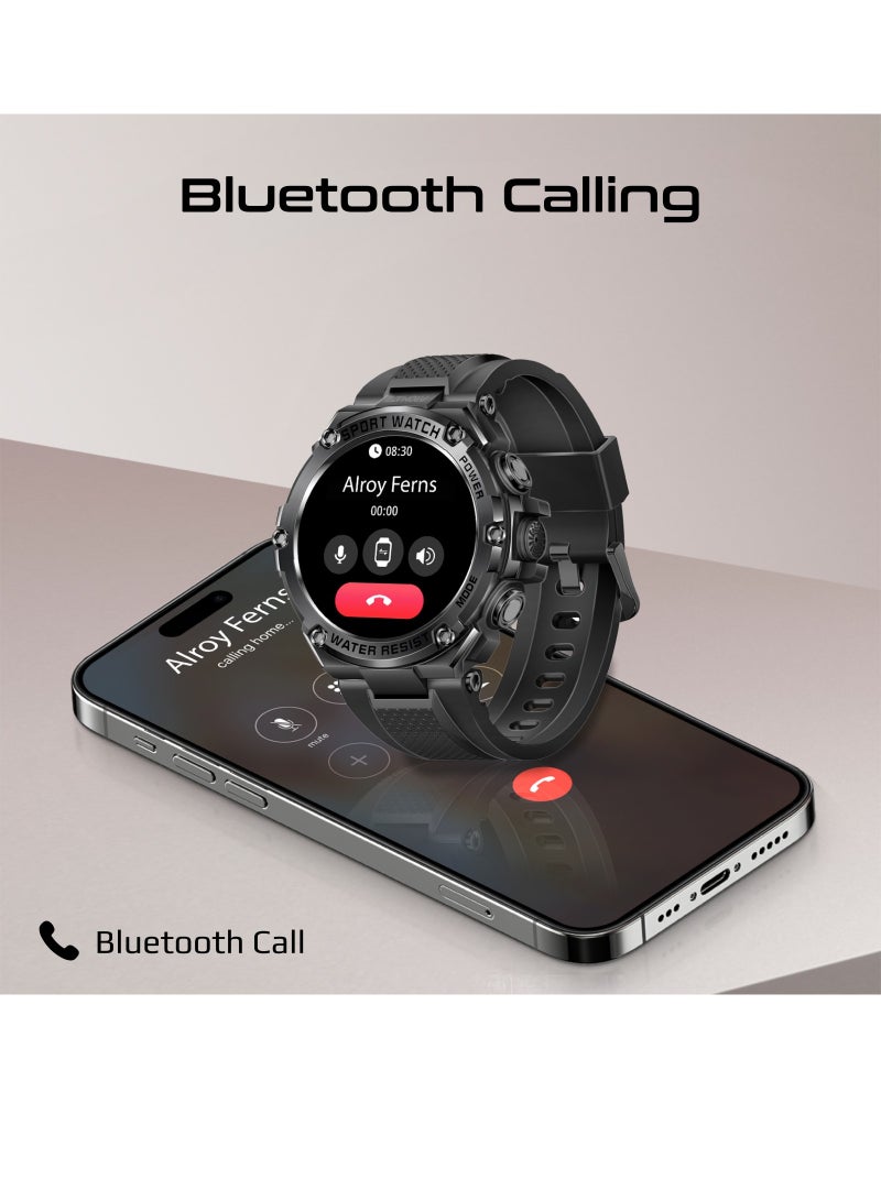 PROMATE - Fitness Tracker, Round-Screen Bluetooth 5.1 Smartwatch with 1.53” TFT Display, Speaker, E-Card Sharing, 80-Day Battery and IP67 Sweat Resistance, XWatch-R19 Black - Image 1