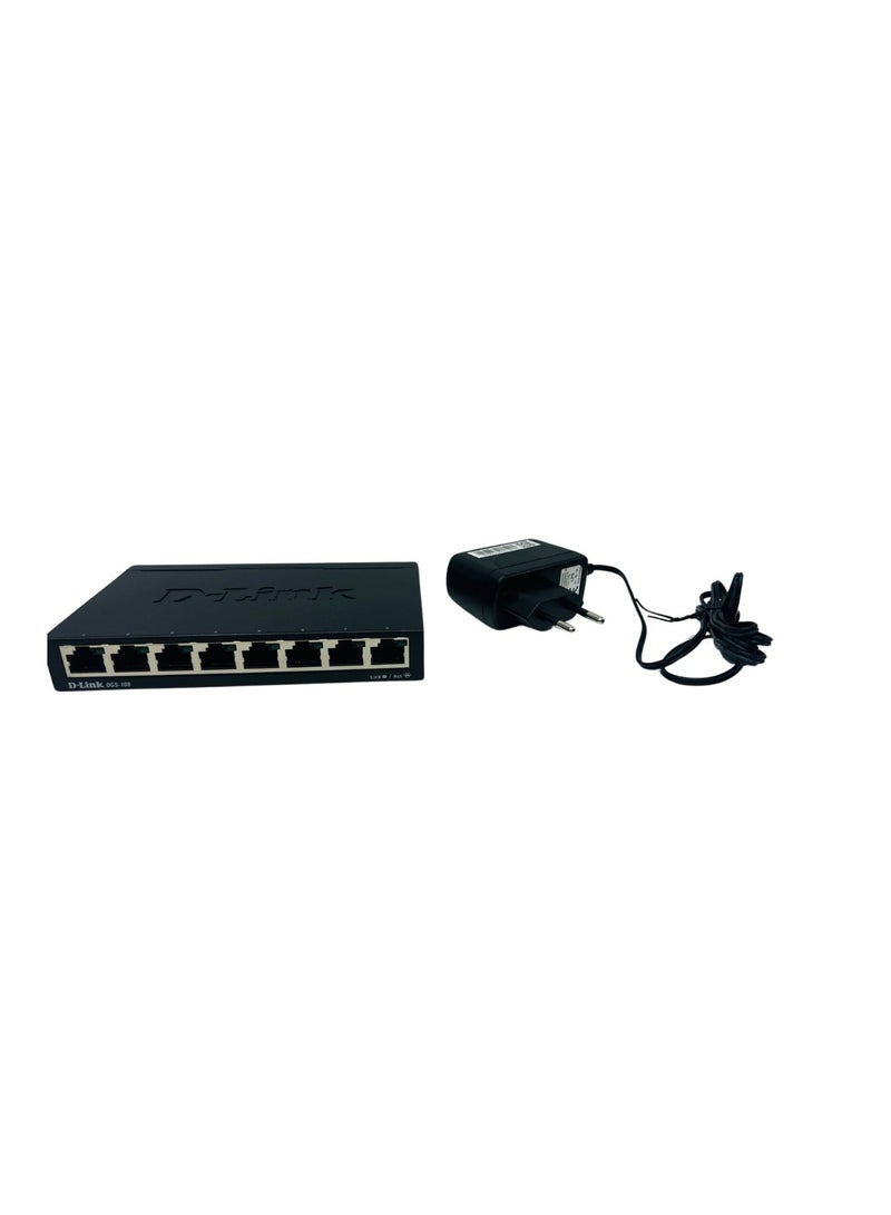 D-Link 8-Port Gigabit Unmanaged Desktop Switch - DGS-108 Black  - Image 1