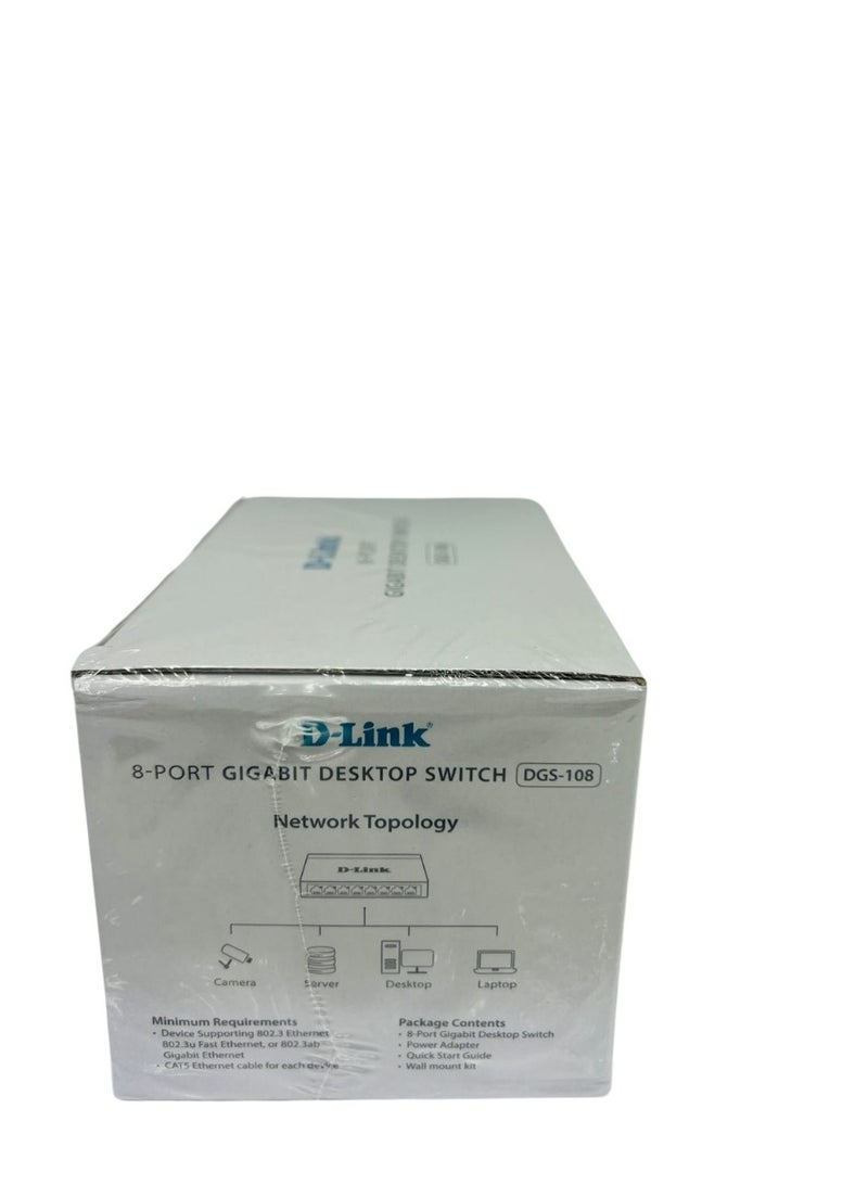 D-Link 8-Port Gigabit Unmanaged Desktop Switch - DGS-108 Black  - Image 4