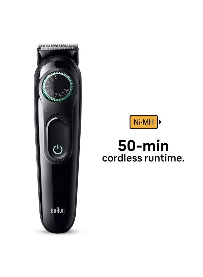 BRAUN - BT3411  Beard Trimmer 3 With Precision Wheel, 3 styling tools, 50min runtime - Image 1