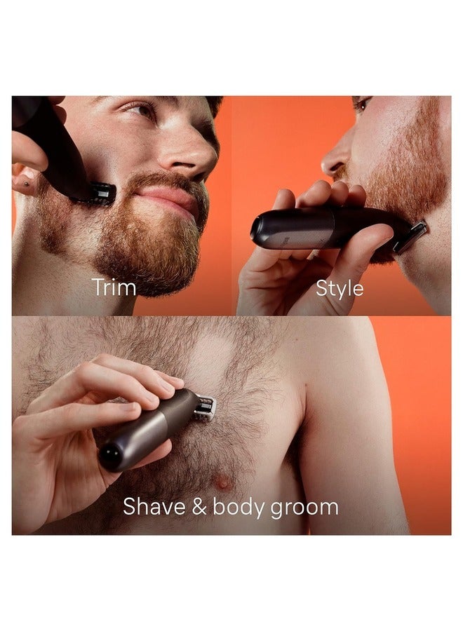 BRAUN - XT5300 hybrid trimmer Face & body with 4D-flex blade, waterproof, 6 combs, pouch, charging stand - Image 1