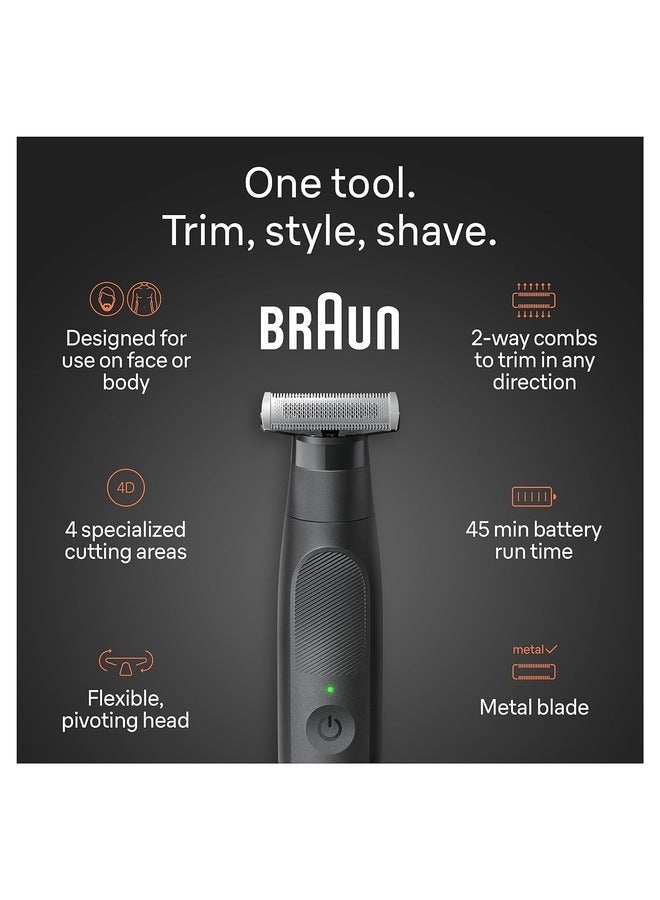 BRAUN - XT5300 hybrid trimmer Face & body with 4D-flex blade, waterproof, 6 combs, pouch, charging stand - Image 1