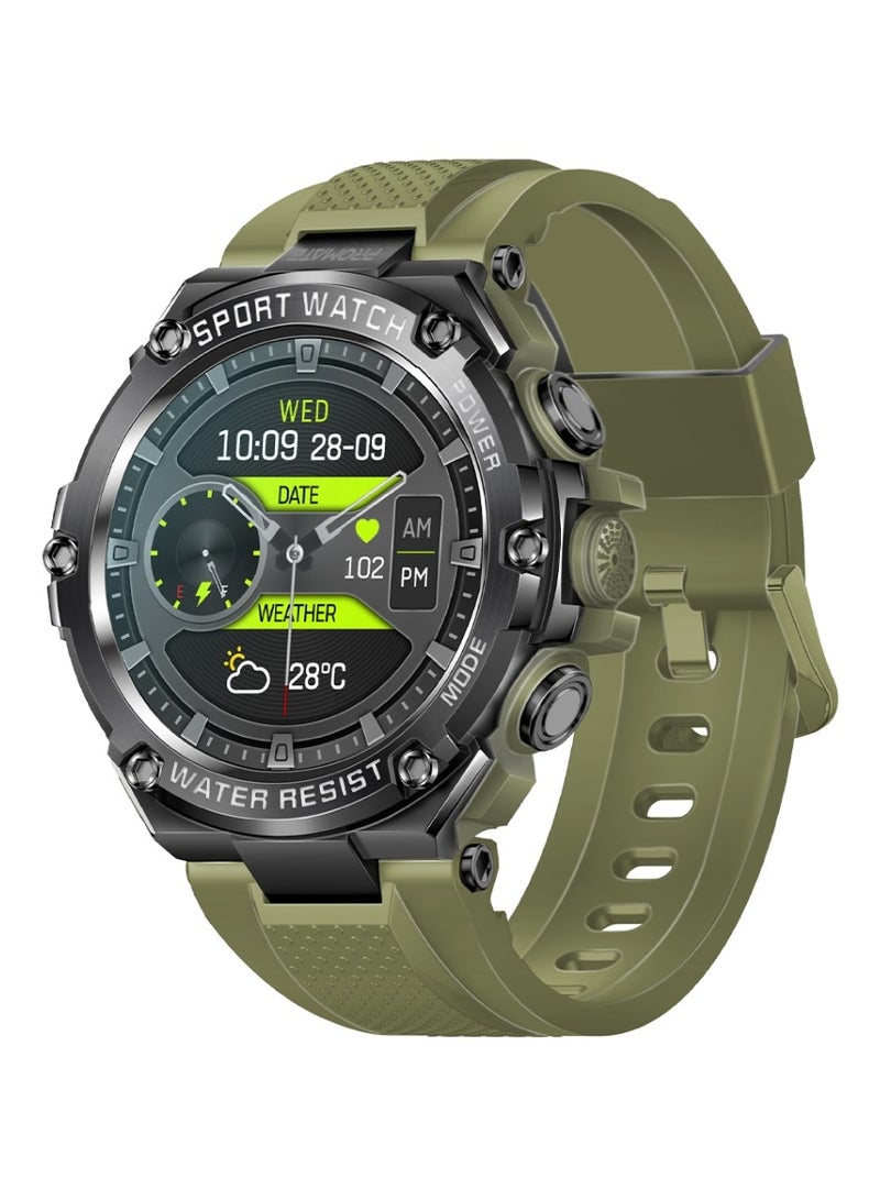 PROMATE - Fitness Tracker, Round-Screen Bluetooth 5.1 Smartwatch with 1.53” TFT Display, Speaker, E-Card Sharing, 80-Day Battery and IP67 Sweat Resistance, XWatch-R19 Green - Image 1