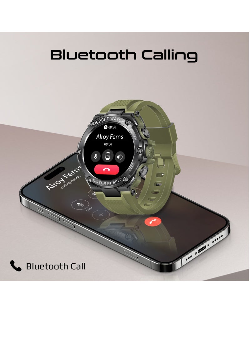 PROMATE - Fitness Tracker, Round-Screen Bluetooth 5.1 Smartwatch with 1.53” TFT Display, Speaker, E-Card Sharing, 80-Day Battery and IP67 Sweat Resistance, XWatch-R19 Green - Image 1